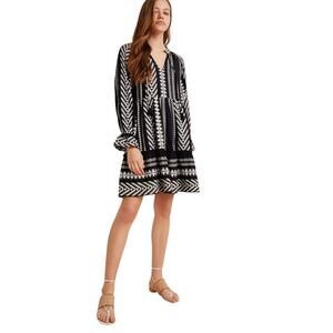 Anthropologie Maeve Dominique Tunic Dress Black White SZ XS